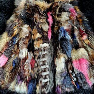 STUNNING~S~BROWN PINK BLACK BLUE BLONDE GENUINE REAL FOX FUR VEST COAT JACKET